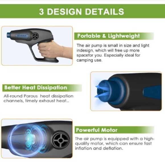 Quick-Fill Electric Air Pump - 2-Way Inflator/Deflator - Compact/ Lightweight - Picture 5 of 11